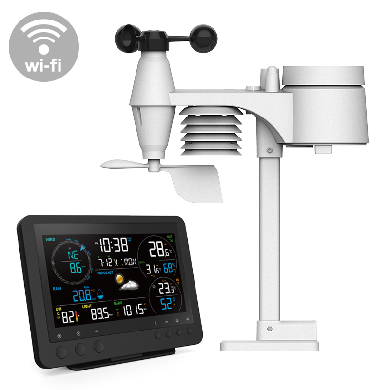 True Black Color WI-FI weather station with 7-In-1 professional sensor