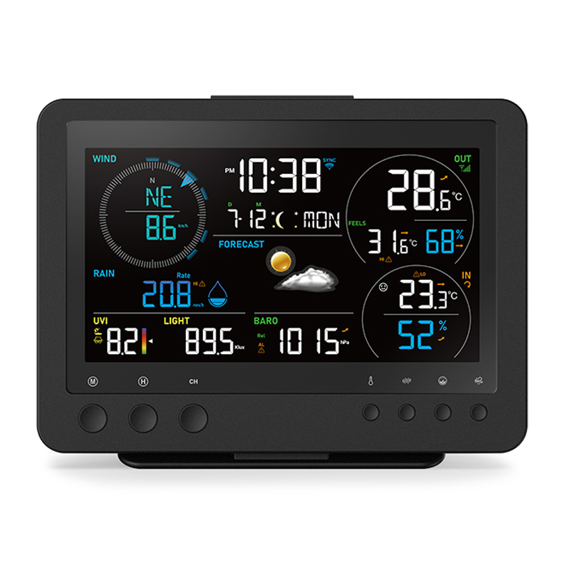 True Black Color WI-FI weather station with 7-In-1 professional sensor