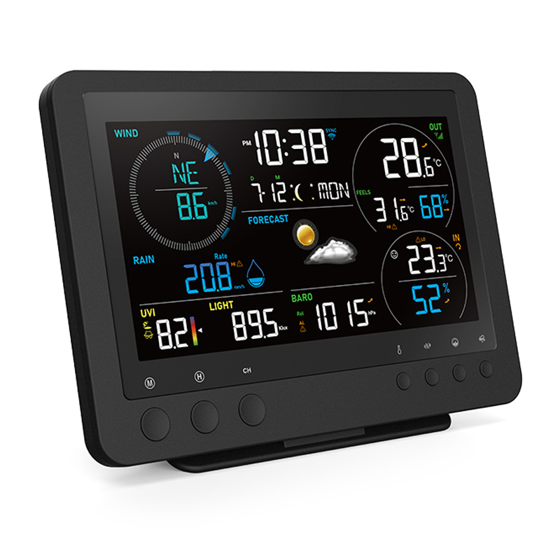 True Black Color WI-FI weather station with 7-In-1 professional sensor
