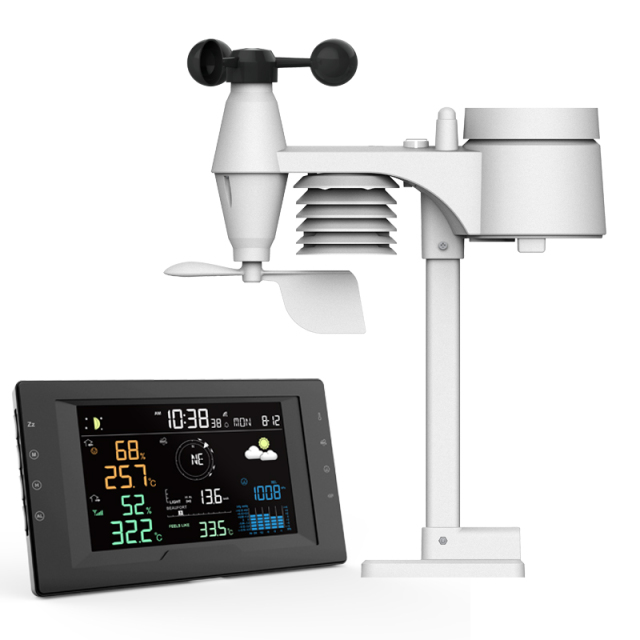 RC True Black Color Display Weather Station with 5-in-1 professional sensor
