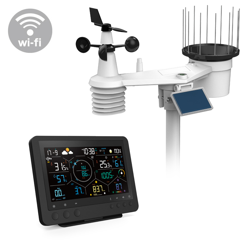 True Black Color Wi-Fi weather station with 7-in-1 LoRa professional sensor