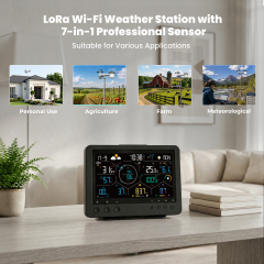 True Black Color Wi-Fi weather station with 7-in-1 LoRa professional sensor