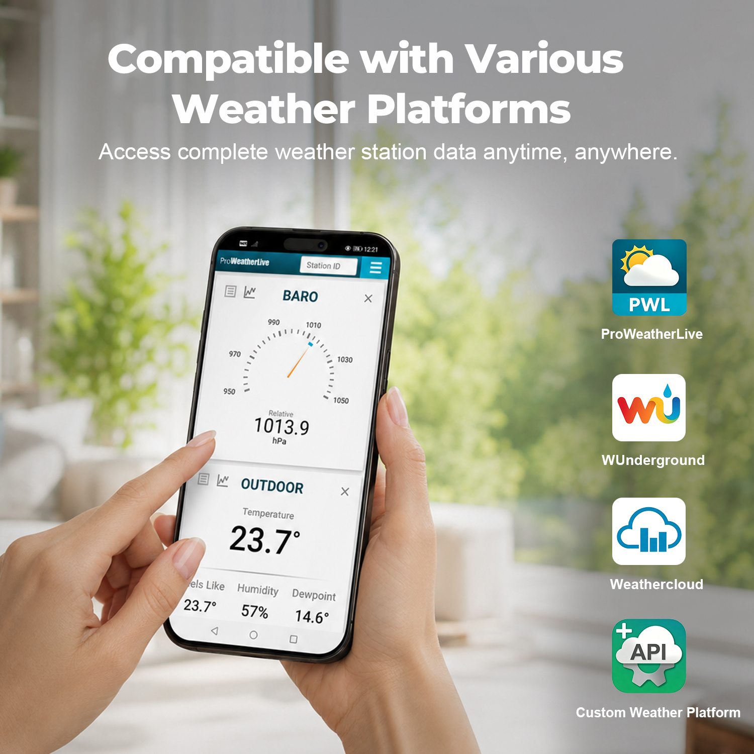 True Black Color Wi-Fi weather station with 7-in-1 LoRa professional sensor