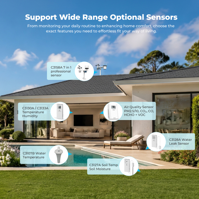 True Black Color Wi-Fi weather station with 7-in-1 LoRa professional sensor