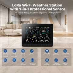 True Black Color Wi-Fi Weather Station with 7-In-1 LoRa Professional Sensor