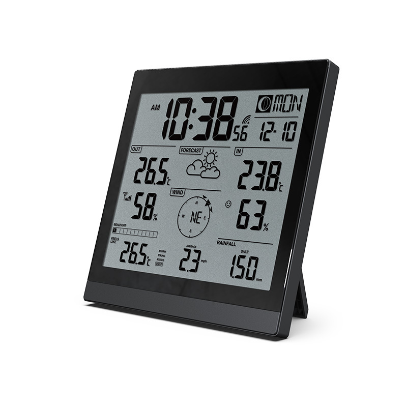 TN Positive Display Wall Clock Version Weather Station with 5-in-1 Professional Outdoor Sensor