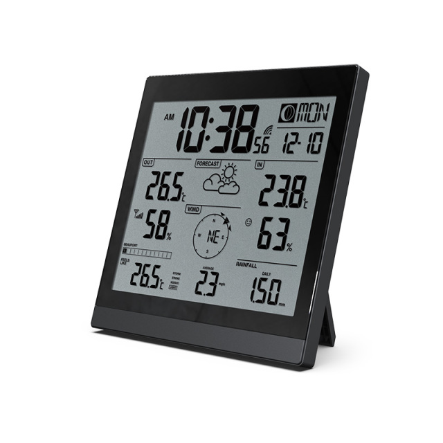 TN Positive Display Wall Clock Version Weather Station with 5-in-1 Professional Outdoor Sensor