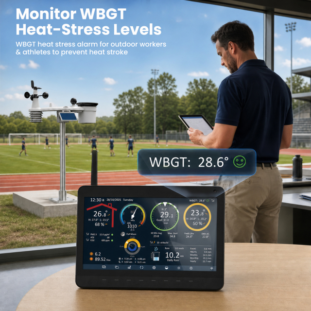 Wi-Fi 10” HD screen weather station with 9-in-1 solar powered weather sensor