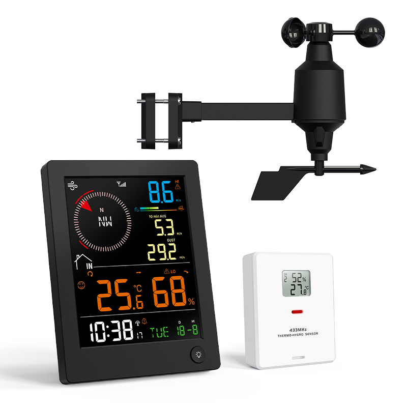 RC True Black Color display Wind weather station with temperature & humidity