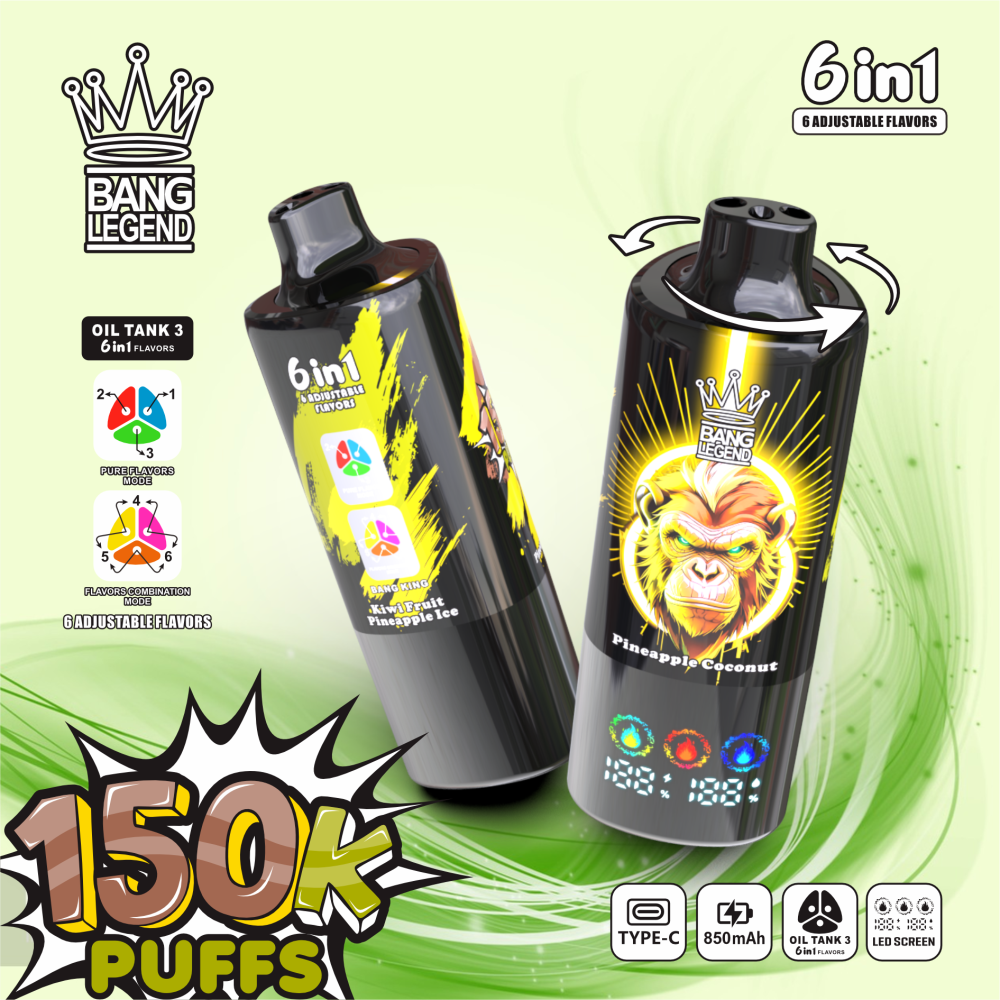 BANG LEGEND 6in1 Vape | 150,000 Puffs, 6 Adjustable Flavors