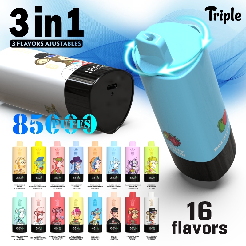 BANG KING 3in1 Disposable Vape, 16 Adjustable Flavors, 85,000 Puffs Rechargeable Vapor Device with 3 Flavor Modes