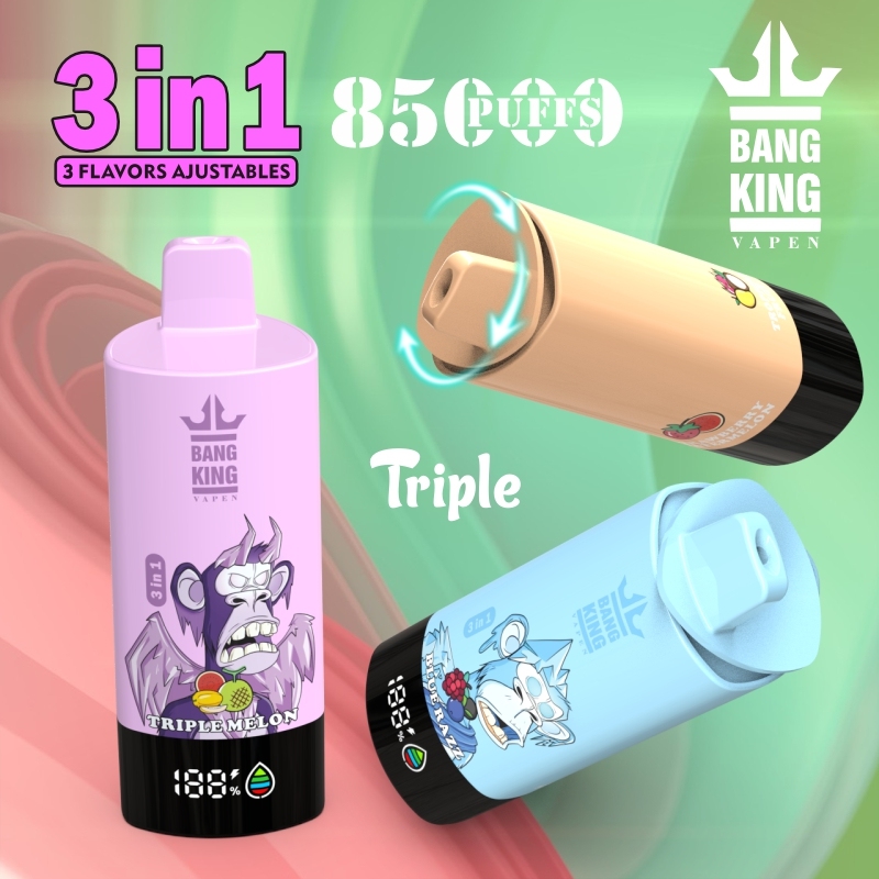 BANG KING 3in1 Disposable Vape, 16 Adjustable Flavors, 85,000 Puffs Rechargeable Vapor Device with 3 Flavor Modes
