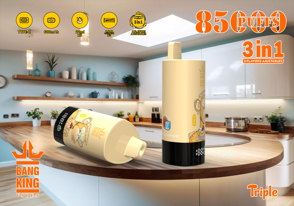 BANG KING 3in1 Disposable Vape, 16 Adjustable Flavors, 85,000 Puffs Rechargeable Vapor Device with 3 Flavor Modes