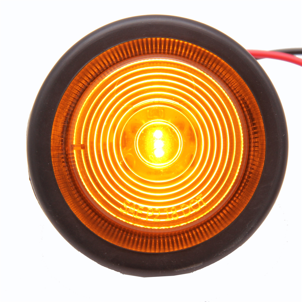 SAE DOT 2 Inch LED Round Trailer Side Marker Light with Grommet Plug Kit
