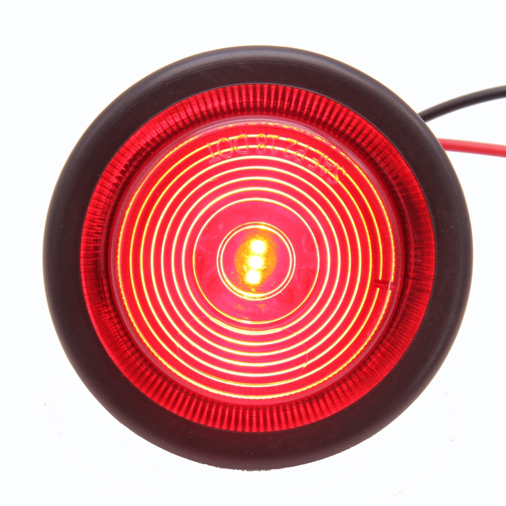 SAE DOT 2 Inch LED Round Trailer Side Marker Light with Grommet Plug Kit