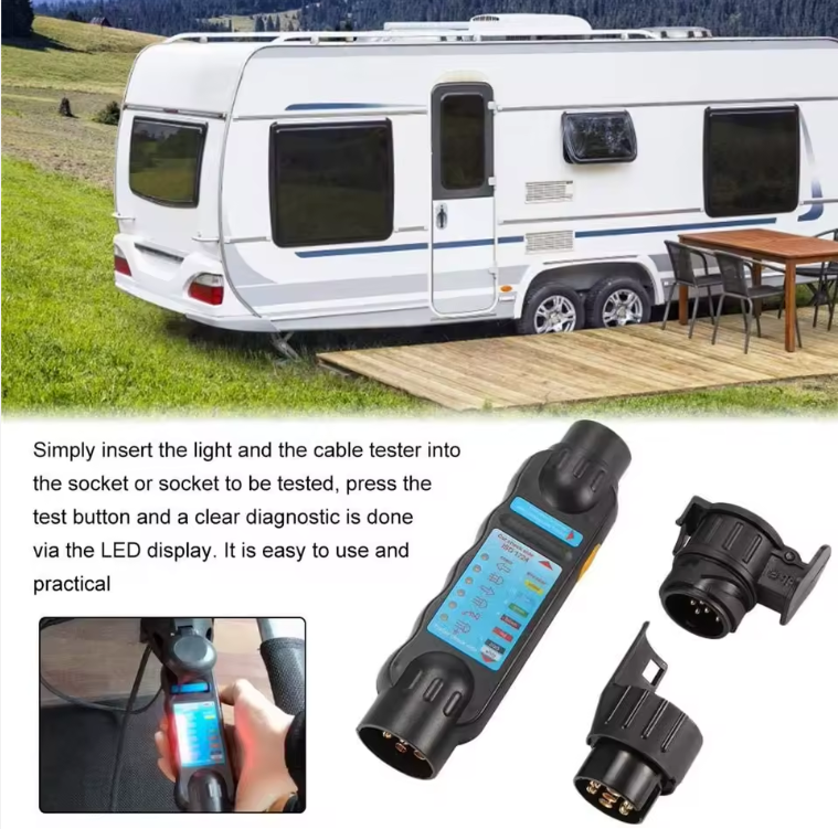 New 7-Pin Plug & Socket Tester - 12V LED Trailer Light Tester for Car, Caravan, Truck & RV - Easy Fault Detection