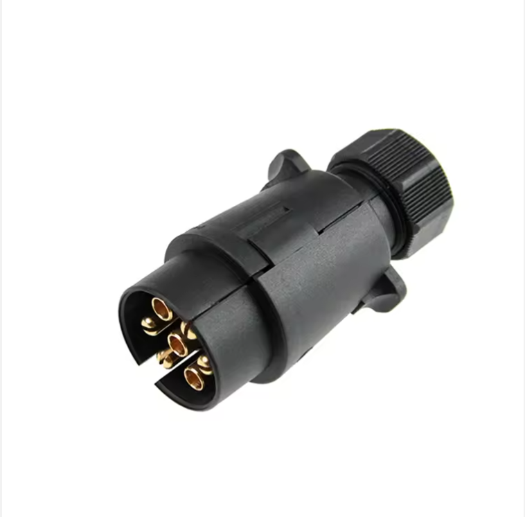 7 Pin Trailer Hitch Connector Plug for Caravans, Trucks & Boats - PVC Housing with 100% Copper Terminals - 12V/24V EU Standard