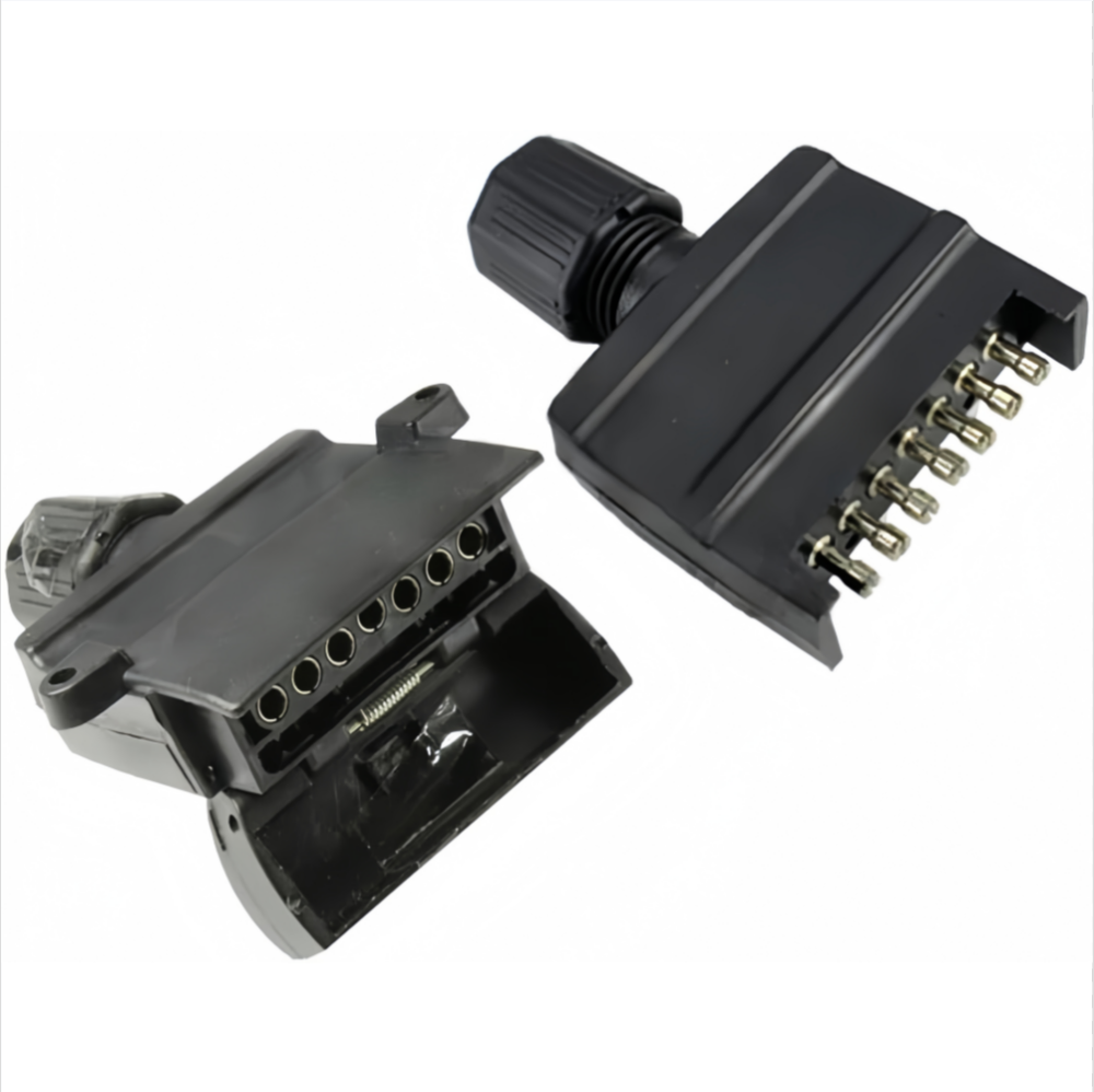 Australian 12V 7 Pin Flat Female Trailer Plug - Heavy Duty Housing, Screw Terminals - Easy Wiring for Caravan, Boat & Vehicle