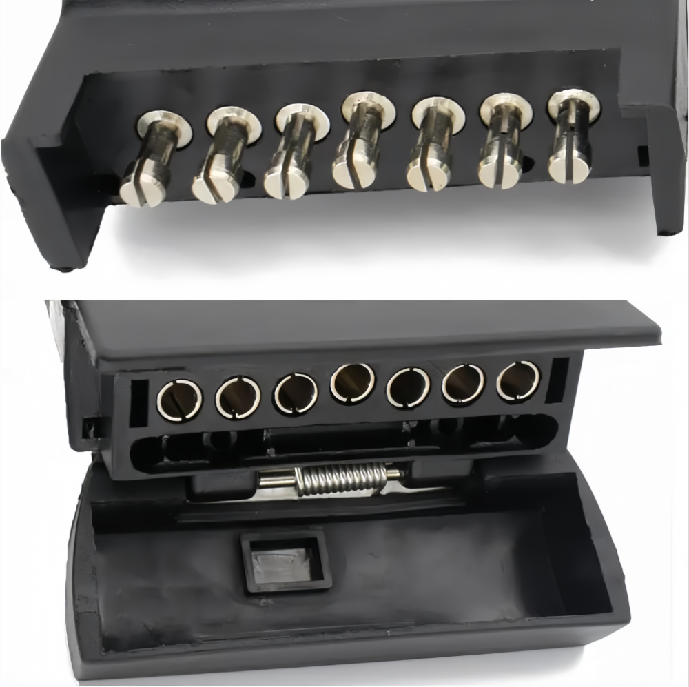 Australian 12V 7 Pin Flat Female Trailer Plug - Heavy Duty Housing, Screw Terminals - Easy Wiring for Caravan, Boat & Vehicle