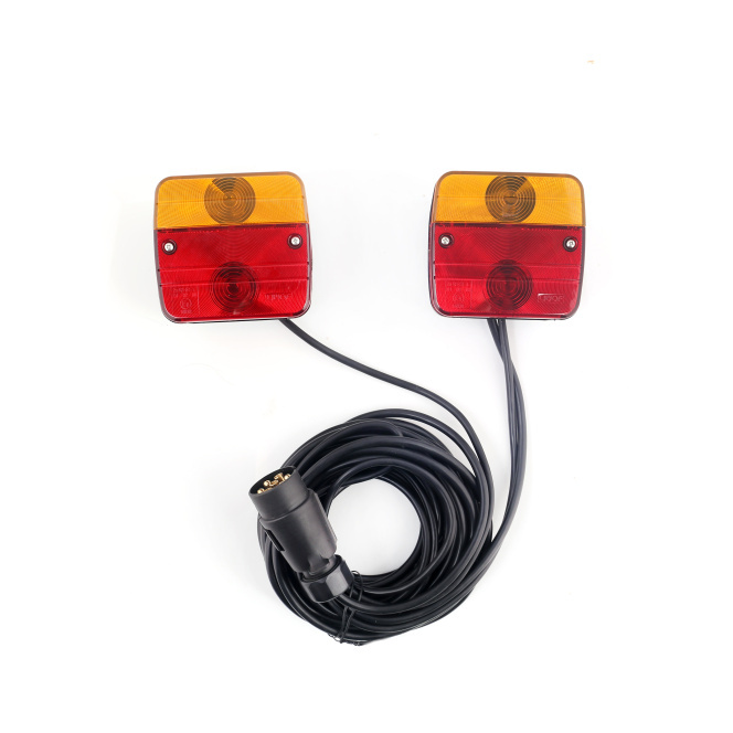 Complete 12V Trailer Lighting Kit - 7.5M Cable with 7 Pin Plug, Tail/Brake/Turn/Running/License Lights