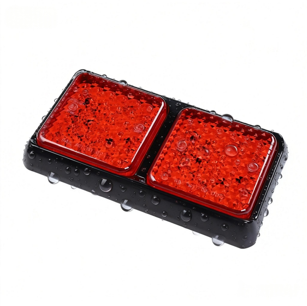 Dual-Color LED Trailer Tail Light - E-MARK & DOT Certified, 12V Waterproof, Stop/Tail/Turn/Reverse Function