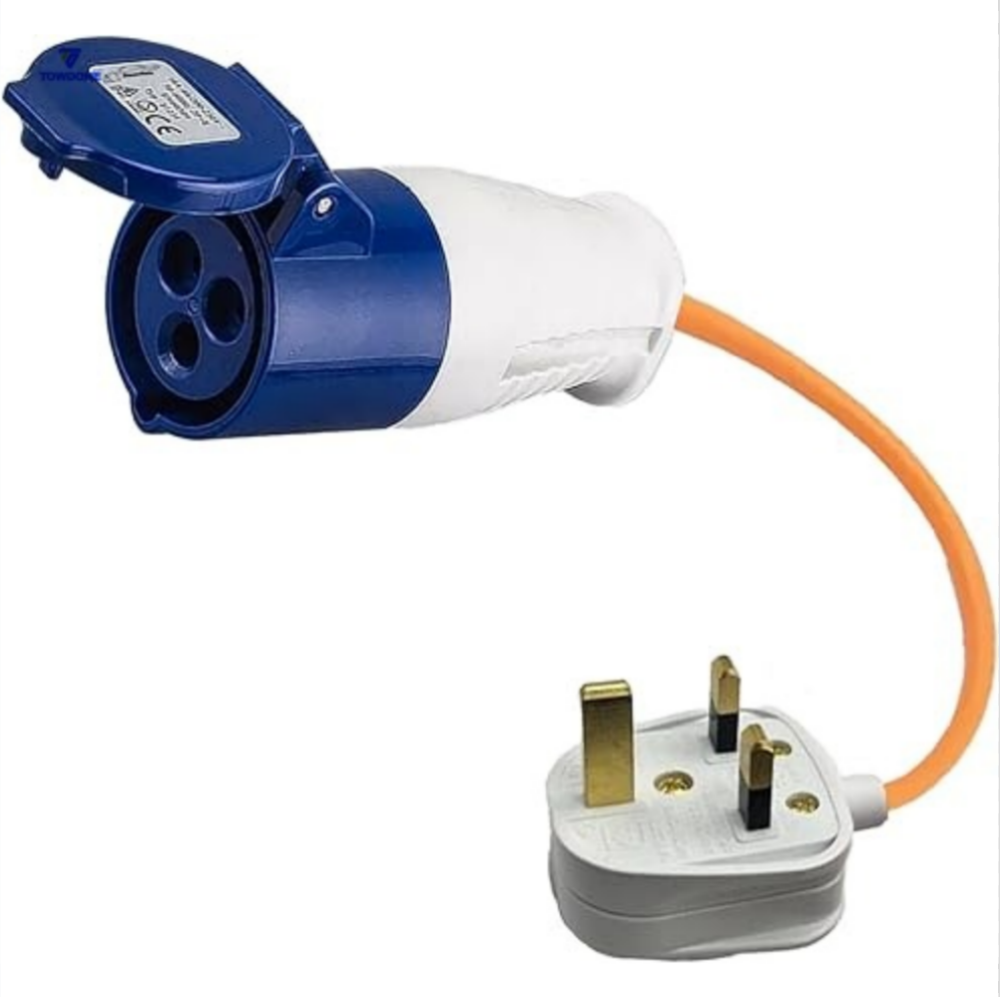 10m 32A Heavy-Duty Orange Caravan Hook-Up Power Cable - Pure Copper, IP44 Rated for Camper, Motorhome & RV