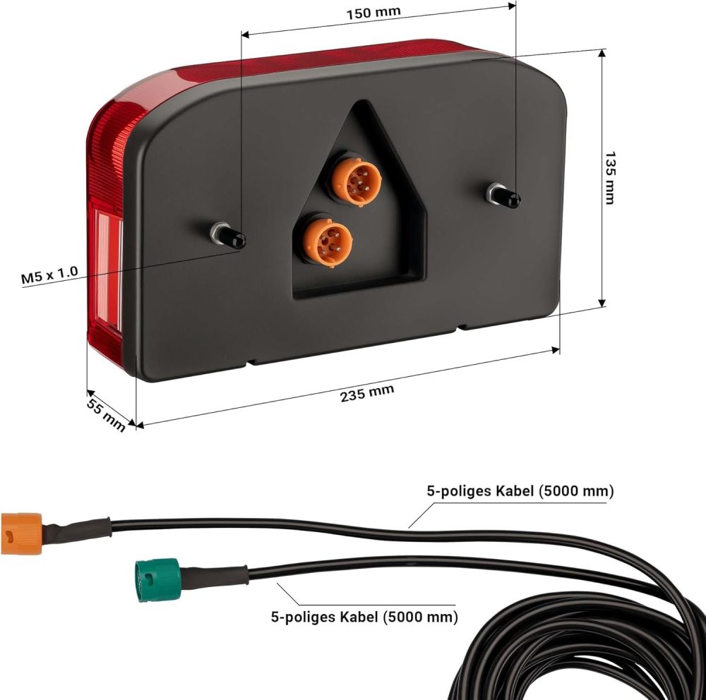 7 Function Trailer Tail Lamp Kit 12V with 13-Pin Plug Bulb Type Rear Lights for Trailers