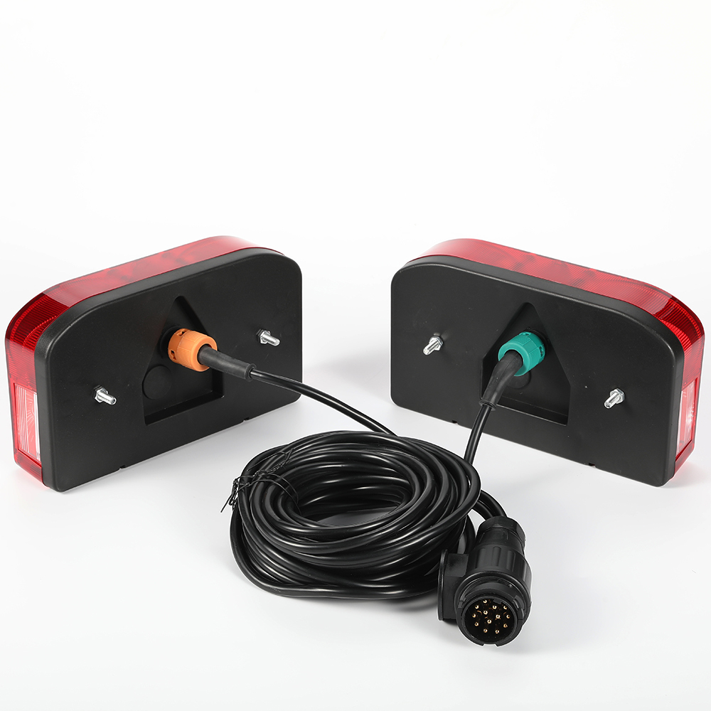 7 Function Trailer Tail Lamp Kit 12V with 13-Pin Plug Bulb Type Rear Lights for Trailers
