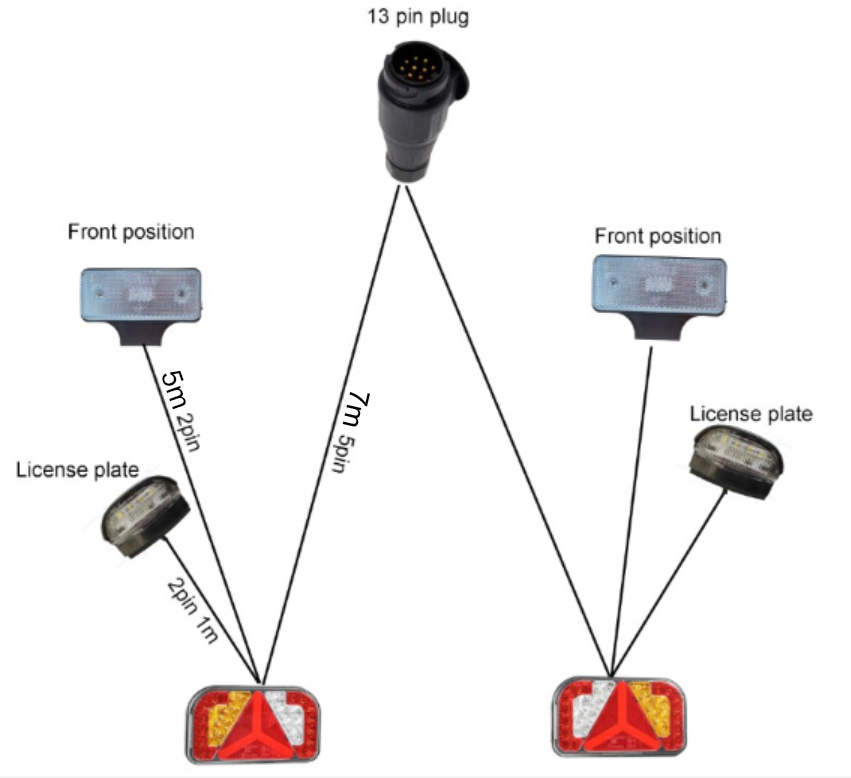 E-Mark R10 Approved LED Trailer Lighting Kit 13-Pin 12V–24V IP67