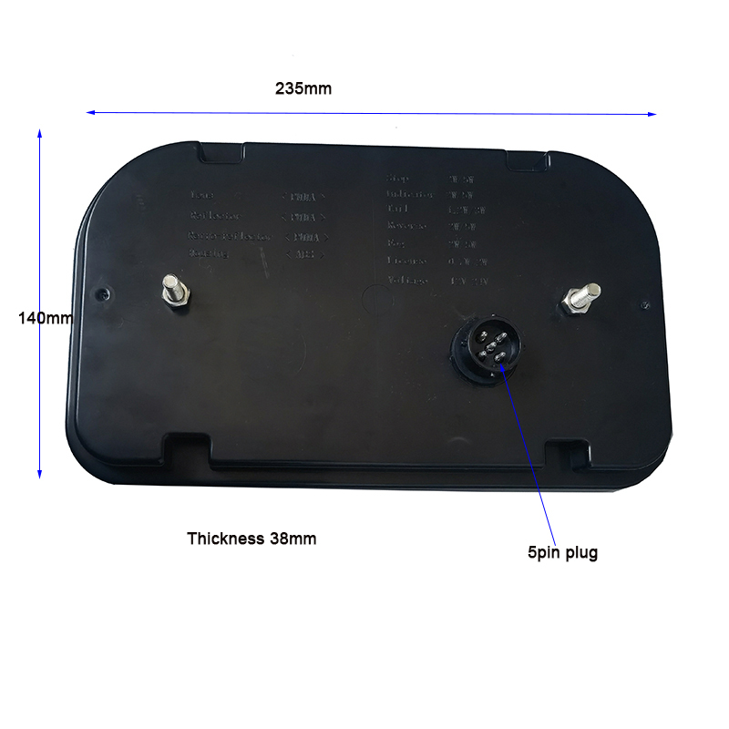 IP67 waterproof protection Multi-function LED rear lights with 13 pin plug and 5.5m double 5-core cable
