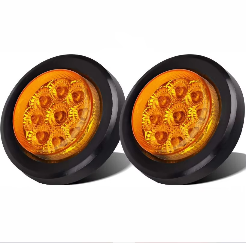2.5 Inch Round Amber LED Side Marker Lights 12V | Waterproof Trailer Clearance Lamp with PC Lens
