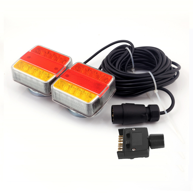 12/24V Complete LED Trailer Light Kit - Stop/Tail/Indicator/Reflector - with 7.5m Main Cable (7-Pin Flat or Round Plug Options)