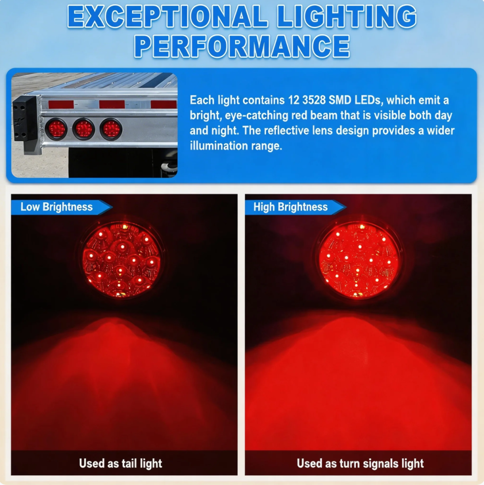 4 inch Led round tail light with grommet