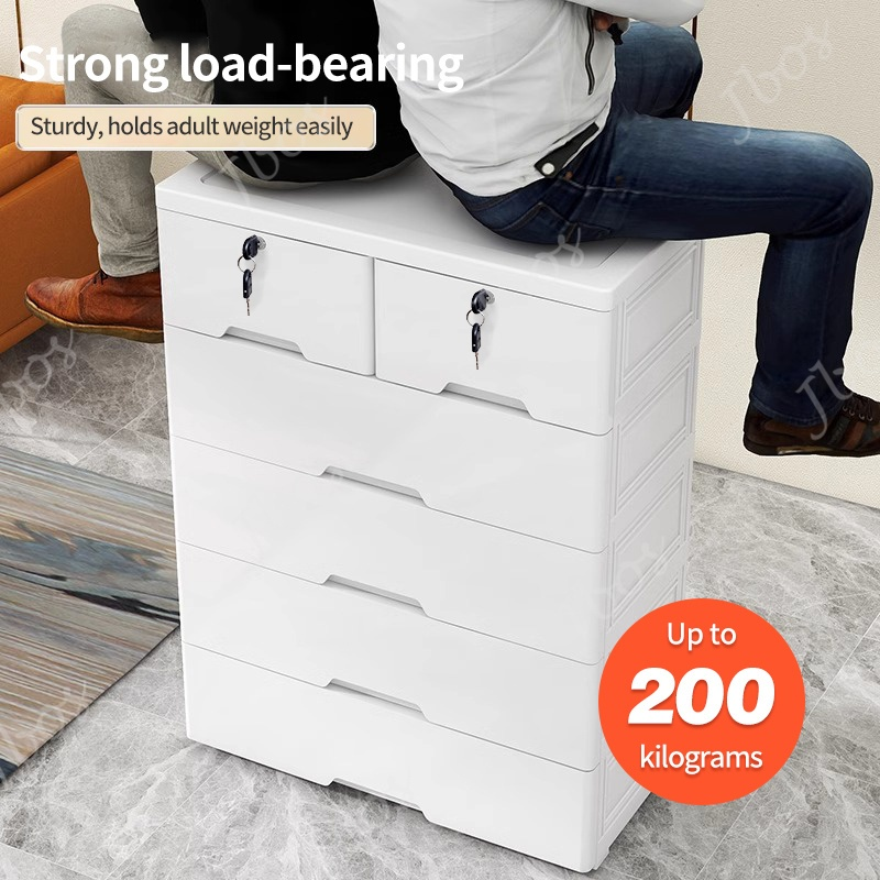 Jbos Lockable Drawer Cabinet Clothes Storage Cabinet Plastic Locker Thickened Bedroom Wardrobe