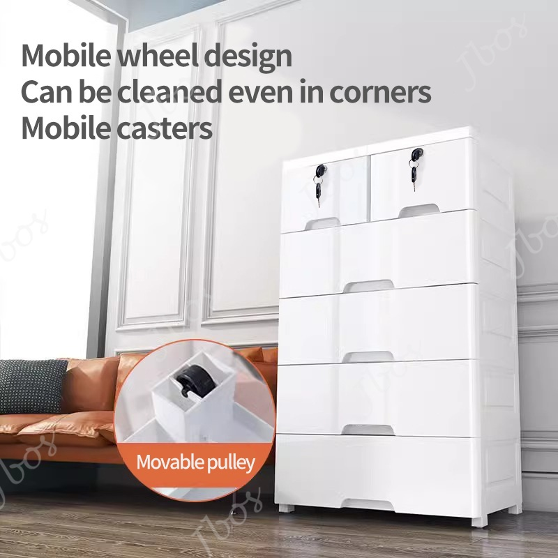 Jbos Lockable Drawer Cabinet Clothes Storage Cabinet Plastic Locker Thickened Bedroom Wardrobe