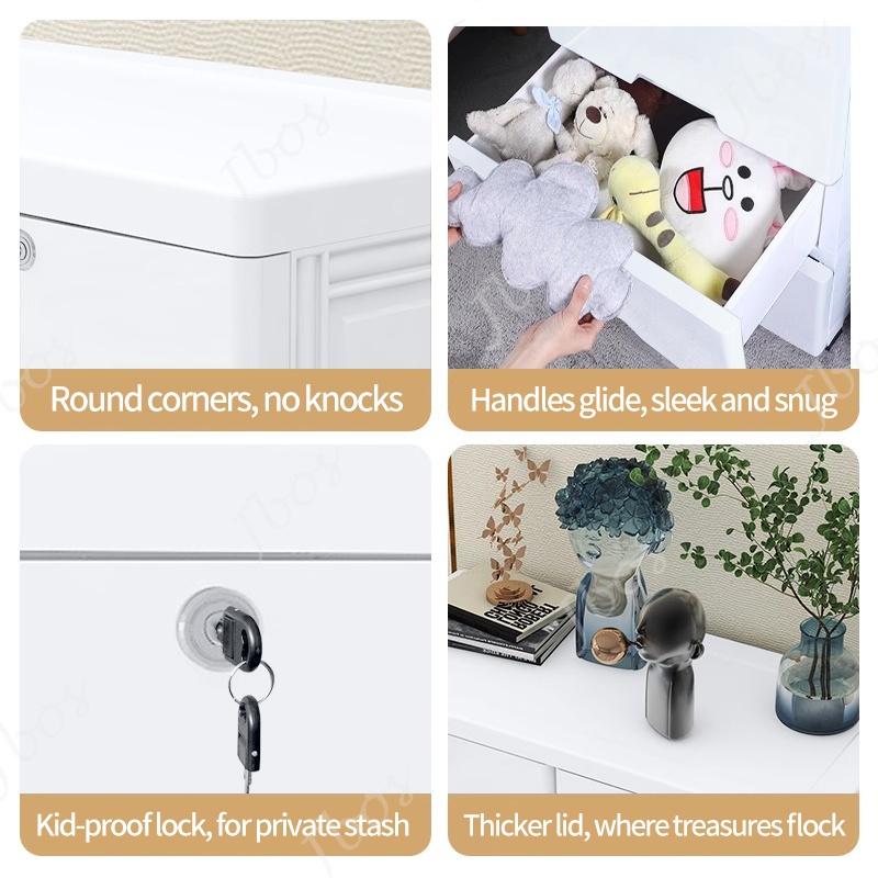 Jbos Lockable Drawer Cabinet Clothes Storage Cabinet Plastic Locker Thickened Bedroom Wardrobe