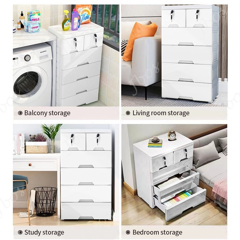 Jbos Lockable Drawer Cabinet Clothes Storage Cabinet Plastic Locker Thickened Bedroom Wardrobe