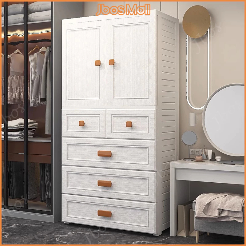 Jbos White Clothes Storage Wardrobe Cabinet with Silent Wheels Drawer Cabinet for Clothes
