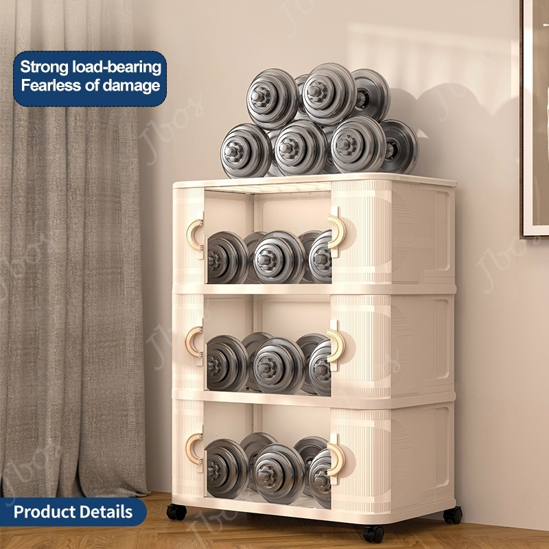 Jbos 40-70cm Foldable Cabinet With Sliding Doors ​​Spacious​​ White Durabox Cabinet Organizer