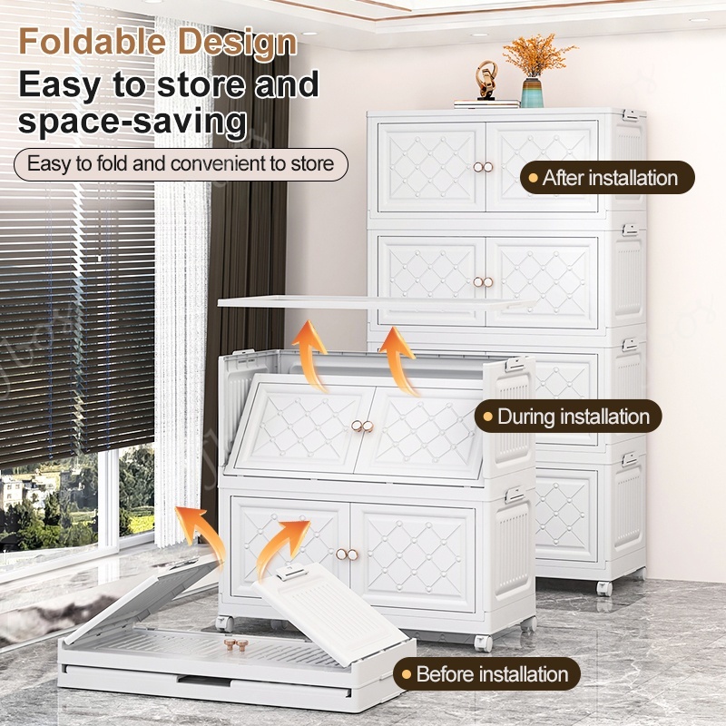 Jbos 50-80cm Foldable Storage Cabinet with Magnetic Suction Door Megabox Cabinet Organizer