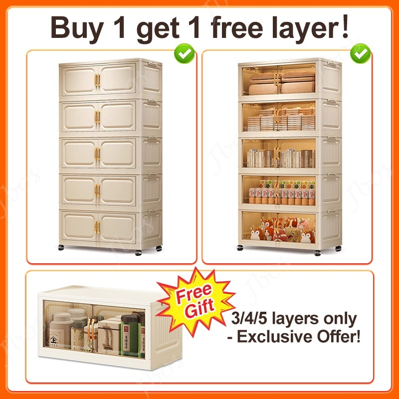 【Buy 1 Get 1 Free】Jbos 50-70cm Foldable Cabinet For Clothes Stable Storage Box With Universal Wheels