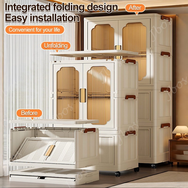 Jbos Foldable Storage Cabinet For Clothes With Universal Wheels Oversized Wardrobe For Adult