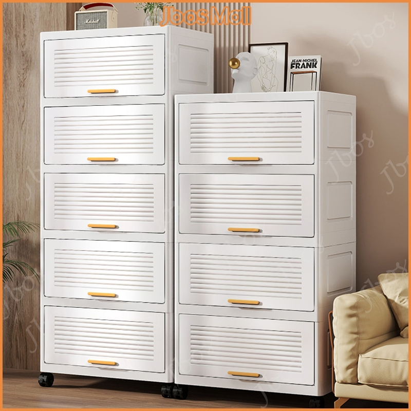 Jbos Durabox Cabinet Drawer Flip Top Storage Box White Organizer with Wheels Home Plastic Cabinet