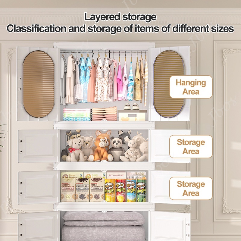 Jbos Foldable Wardrobe Baby Closet Organizer Thickened Plastic Storage Baby Cabinet For Clothes