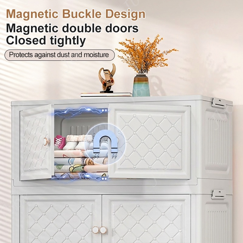 Jbos 50-80cm Foldable Storage Cabinet with Magnetic Suction Door Megabox Cabinet Organizer