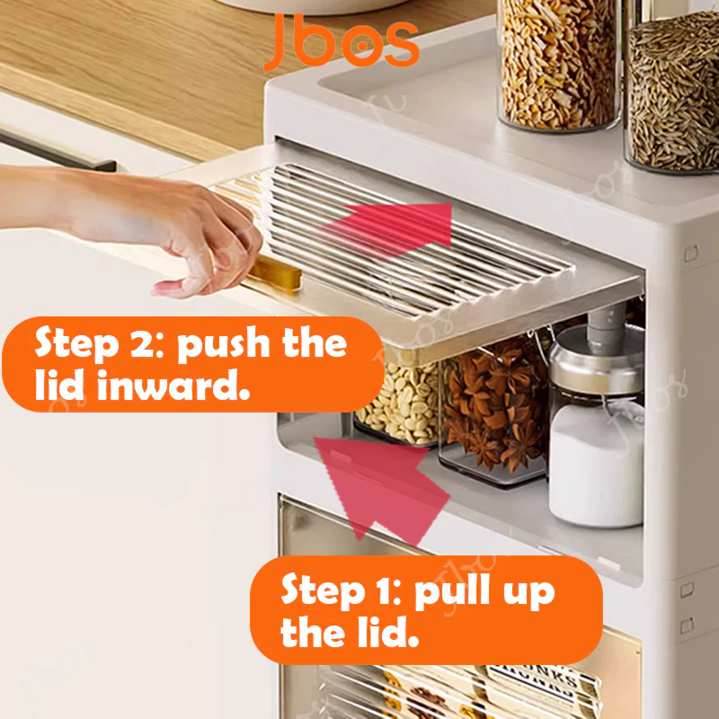 Jbos Durabox Cabinet Drawer Flip Top Storage Box White Organizer with Wheels Home Plastic Cabinet