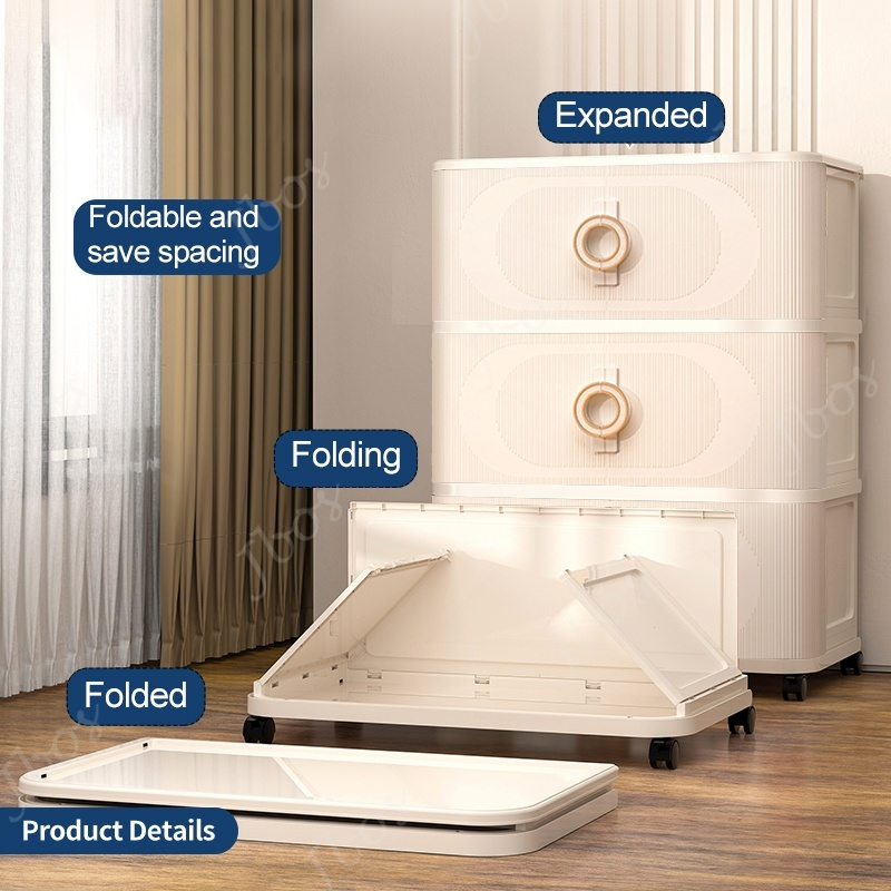 Jbos 40-70cm Foldable Cabinet With Sliding Doors ​​Spacious​​ White Durabox Cabinet Organizer