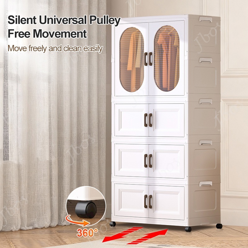 Jbos Foldable Wardrobe Baby Closet Organizer Thickened Plastic Storage Baby Cabinet For Clothes