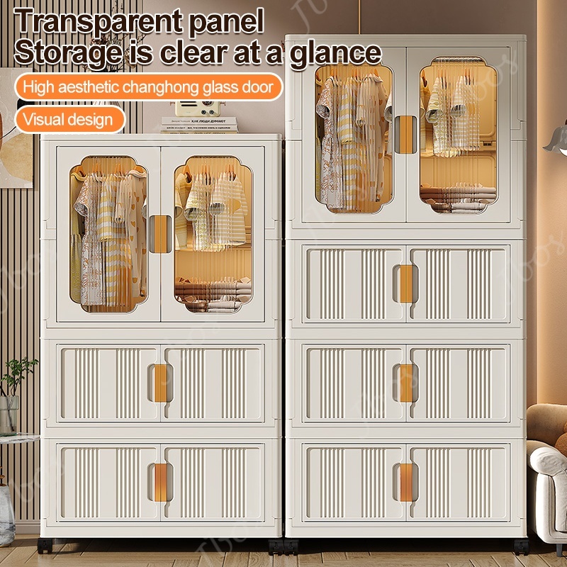 Jbos Foldable Storage Cabinet For Clothes With Universal Wheels Oversized Wardrobe For Adult