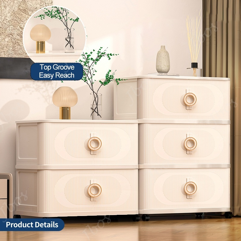 Jbos 40-70cm Foldable Cabinet With Sliding Doors ​​Spacious​​ White Durabox Cabinet Organizer